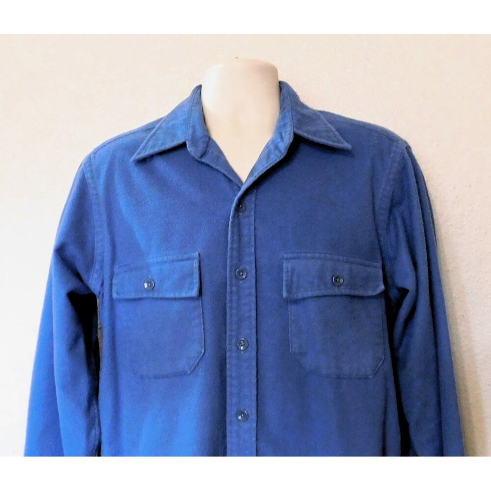 L.L. Bean Chamois Cloth Shirt Mens Regular Size 16 Blue Long Sleeve 100% Cotton - Picture 2 of 8